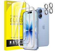 JETech Protection D'écran pour iPhone 17 6,3 Pouces avec Protecteur d'Objectif Caméra, Outil d'Installation Facile, un Film en Verre Trempé de Dureté 9H, HD Transparent, 2 Pièces Chacun