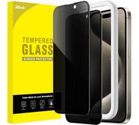 JETech Protection Écran Anti-Espion Couverture Complète pour iPhone 15 Pro Max 6,7 Pouces, Bord Noir Integrale Film Verre Trempé avec Outil d’Installation Facile, Compatible Coque, Lot de 2