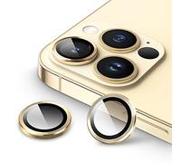 JETech Protection Objectif Caméra pour iPhone 13 Pro 6,1 Pouces et iPhone 13 Pro Max 6,7 Pouces, Couvercle d'Anneau Individuel en Métal en Verre Trempé 9H, HD Transparent, 1 Série (Or)