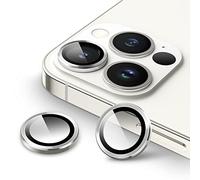 JETech Protection Objectif Caméra pour iPhone 13 Pro 6,1 Pouces et iPhone 13 Pro Max 6,7 Pouces, Couvercle d'Anneau Individuel en Métal en Verre Trempé 9H, HD Transparent, 1 Série (Argent)