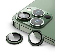JETech Protection Objectif Caméra pour iPhone 13 Pro 6,1 Pouces et iPhone 13 Pro Max 6,7 Pouces, Couvercle d'Anneau Individuel en Métal en Verre Trempé 9H, HD Transparent, 1 Série (Vert Alpin)