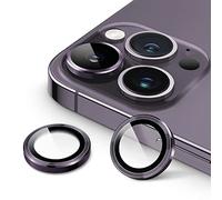 JETech Protection Objectif Caméra pour iPhone 14 Pro 6,1 Pouces et iPhone 14 Pro Max 6,7 Pouces, Couverture Anneau Individuel en Métal en Verre Trempé 9H, HD Transparent, 1 Série (Violet Intense)