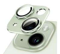 JETech Protection Objectif Caméra pour iPhone 15 6,1 Pouces et iPhone 15 Plus 6,7 Pouces, Couverture Complète en Verre Trempé 9H Anneau, Plaque de Métal Mat, Lot de 1 (Vert)