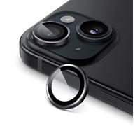 JETech Protection Objectif Caméra pour iPhone 15 6,1 Pouces et iPhone 15 Plus 6,7 Pouces, Couverture Anneau Individuel en Métal en Verre Trempé 9H, HD Transparent, 1 Série (Minuit)