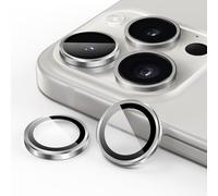 JETech Protection Objectif Caméra pour iPhone 15 Pro 6,1 Pouces et iPhone 15 Pro Max 6,7 Pouces, Couverture Anneau Individuel en Métal en Verre Trempé 9H, HD Transparent, 1 Série (Blanc)