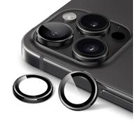 JETech Protection Objectif Caméra pour iPhone 15 Pro 6,1 Pouces et iPhone 15 Pro Max 6,7 Pouces, Couverture Anneau Individuel en Métal en Verre Trempé 9H, HD Transparent, 1 Série (Noir sidéral)