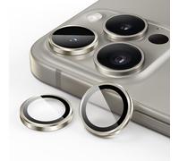 JETech Protection Objectif Caméra pour iPhone 15 Pro 6,1 Pouces et iPhone 15 Pro Max 6,7 Pouces, Couverture Anneau Individuel en Métal en Verre Trempé 9H, Transparent, 1 Série (Titane Naturel)