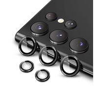 JETech Protection Objectif Caméra pour Samsung Galaxy S22 Ultra 5G 6,8 Pouces, Couvercle d'Anneau Individuel en Métal en HD Verre Trempé 9H, Outil d'Installation Facile, 1 Série (Noir)
