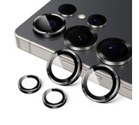 JETech Protection Objectif Caméra pour Samsung Galaxy S25 Ultra 5G, Étui Housse en Verre Trempé 9H Anneau Individuel en Métal, Plateau d'Installation Facile, HD Transparent, 1 Série (Noir)