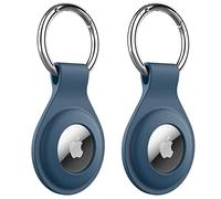 JETech Silicone Coque pour AirTag 2ème/1ère Génération (2026/2021) avec Porte-Clés, Étui Housse de Air Tag Portable Protection, Installation Facile, Lot de 2 (Blanc)
