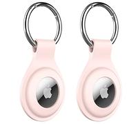 JETech Silicone Coque pour AirTag 2ème/1ère Génération (2026/2021) avec Porte-Clés, Étui Housse de Air Tag Portable Protection, Installation Facile, Lot de 2 (Rose)