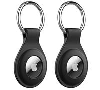 JETech Silicone Coque pour AirTag 2ème/1ère Génération (2026/2021) avec Porte-Clés, Étui Housse de Air Tag Portable Protection, Installation Facile, Lot de 2 (Noir)