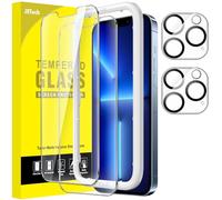 JETech Verre Trempé pour iPhone 13 Pro 6,1 Pouces avec Protection d'Objectif de Caméra Arrière, Kit Outil D'installation Facile, Film Protection Écran, 2 Pièces Chacun