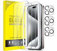 JETech Verre Trempé pour iPhone 15 Pro 6,1 Pouces avec Caméra Protecteur, Sans Bulle, Kit Outil d'Installation Facile, Film Protection Écran, HD Transparent, 3 Pièces Chacun