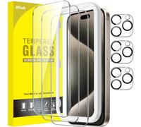JETech Verre Trempé pour iPhone 15 Pro Max, Lot de 3+3