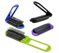 JETEHO Lot de 4 Brosse à Cheveux Portable Pliable avec Miroir Compact Peigne à Cheveux de Poche pour Voyage Cadeau