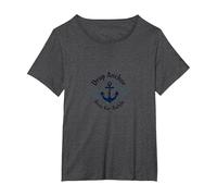 Jetez l'ancre Ici Pendant Un Moment sur la Plage Nautique T-Shirt, Femme Grandes Tailles, Chiné Foncé, 6X