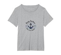 Jetez l'ancre Ici Pendant Un Moment sur la Plage Nautique T-Shirt, Femme Grandes Tailles, Gris Chiné, 4X