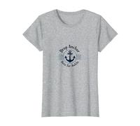 Jetez l'ancre Ici Pendant Un Moment sur la Plage Nautique T-Shirt, Femme, Gris Chiné, XS