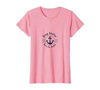 Jetez l'ancre Ici Pendant Un Moment sur la Plage Nautique T-Shirt, Femme, Rose, M