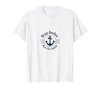 Jetez l'ancre Ici Pendant Un Moment sur la Plage Nautique T-Shirt, Homme, Blanc, M