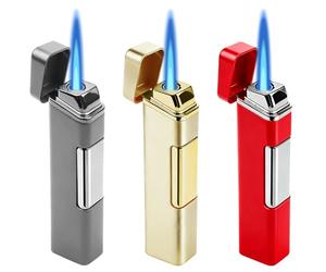 Jetflame Lot de 3 briquets tempête en métal - Coupe-vent - Sans gaz butane - Rechargeable et électronique - Flamme forte pour l'extérieur, bougies, barbecue, cadeau - Doré, rouge, gris