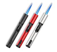 Jetflamme Briquet Rechargeable Tempête : Nizirioo 3 Pièces Boîte-Cadeau Flamme Tige Jet Long pour Bougies, Cuisine, Camping, Barbecue (Vendu sans Gaz)