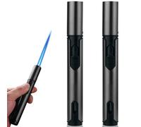 Jetflamme Feuerzeug 2 pièces - Sturmfeuerzeuge Windproof mit Sicherheitssperro - Rechargeable Gas Feuerzeug aus Metall - Geschenk für Männer (Noir, sans gaz)