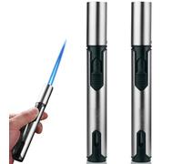 Jetflamme Lot de 2 briquets tempête, coupe-vent, avec verrouillage de sécurité, rechargeables, en métal, cadeau pour homme, argent, sans gaz