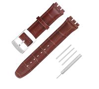 JETHENG Bracelet en cuir pour homme compatible avec Swatch de 17 mm, 19 mm, étanche, avec boucle de poignet (19 mm, marron)