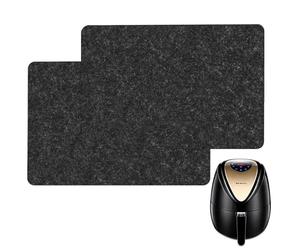 Jetisva Lot de 2 tapis résistants à la chaleur pour friteuse à air comprimé carré 44 x 30 cm, feutre et silicone résistant à la chaleur avec glissières pour appareils ménagers, protection de plan de
