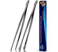JETKONG Lot de 2 pinces à épiler géantes très résistantes en acier inoxydable de 45 cm pour cuisiner, griller, barbecue et retourner les aliments (noir)