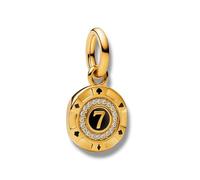 Jeton de jeu Casino Lucky N° 7 Jeton Jeu porte-bonheur Las Vegas Style - Breloque en argent sterling 925 plaqué or - Bracelet à breloques