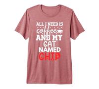 Jeton de nom de Chat Cadeaux All I Need is Coffee Puce nommée Chat T-Shirt Haut de Gamme
