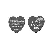 Jeton de poche « Always Remember You are Braver Than You Believe » - Cadeau d'inspiration pour une relation longue distance, Métal, Acier inoxydable