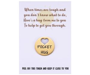 Jeton de poche « When Times are Tough Little Keepsake » et carte de vœux pour amis, famille, cadeau de santé mentale, cadeau « Think of You Missing You », doré