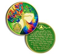 Jeton de sobriété de 1 mois - Arbre de vie - Puce AA - Médaillon alcooliques anonymes - Pièce de prière de sérénité - Jeton d'anniversaire de vie - Cadeau de sobriété pour homme et femme