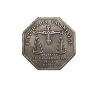 Jeton Octogonal Français Juridiction Volontaire Notaires Gien | République Française, Suffrage Universel, Scales of Justice, Argent Antique, Pièce de Collection