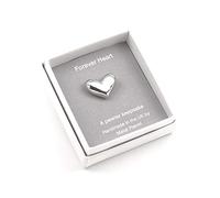 Jeton souvenir miniature en forme de cœur dans une boîte cadeau avec message « Forever Heart »