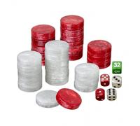 Jetons de Jeu - Backgammon - Grand - 34 X 10 MM - Plastique - Blanc Rouge -
