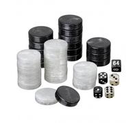 Jetons de Jeu - Backgammon - Grand - 34 X 10 MM - Plastique - Noir Blanc -