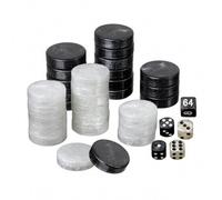 Jetons de Jeu - Backgammon - Grand - 34 X 10 MM - Plastique - Noir Blanc -
