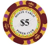 Jetons de jeux de casino de 14 grammes, jetons de poker Monte Carlo Clay Noyau de fer Texas Holdem Blackjack Jetons de poker for compter les marqueurs Math Learning Poker Chips ( Size : 25 Piece $5 )