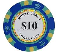 Jetons de jeux de casino de 14 grammes, jetons de poker Monte Carlo Clay Noyau de fer Texas Holdem Blackjack Jetons de poker for compter les marqueurs Math Learning Poker Chips ( Size : 25 Piece $10 )