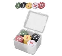 Jetons de poker avec dénominations, numéros de dénominations colorées
