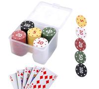 Jetons de poker avec valeurs - 100 pièces - Accessoires de jeu colorés numérotés avec mallette - Petits jetons de poker - Pour la maison, la nuit, l'exposition, les tournois, les fêtes, les