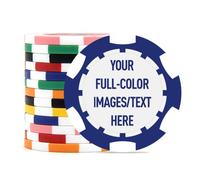 Jetons de poker personnalisés de 40 mm avec votre texte, logo ou motif pour mariages, anniversaires, fêtes, événements d'entreprise et collectes de fonds, 100 jetons de poker colorés de 11,5 g (bleu)