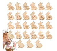 Jetons de récompense de Pâques - Lot de 27 pièces en bois de lapin amusant, prix d'œuf festif, cadeau de vacances avec motif imprimé lumineux | Idées de récompenses pour la fête de Pâques pour l