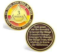 Jetons de sobriété de 3 semaines, 3 plaques de 21 jours AA Medallion Sober Chip - Pièces de sobriété d'une semaine pour les alcooliques anonymes, cadeaux de sobriété pour homme/femme