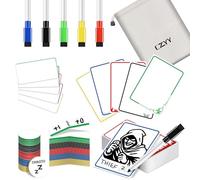 Jetons MTG tout-en-un effaçables à sec - 50 cartes proxy réutilisables + 75 compteurs et étiquettes vierges en acrylique avec 5 marqueurs à code couleur pour joueurs de JCC, Commander Decks et D&D